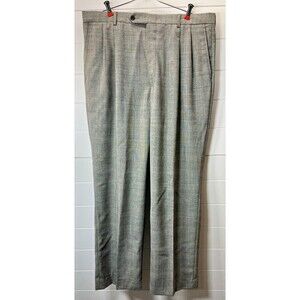 Pendleton VTG Mens Window Pane 43R Gray Wool Pleated Pants Suspender Button